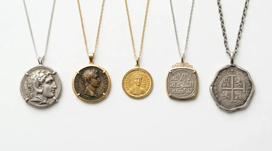 Monedas antiguas en joyeria: significado, historia y como llevarlas