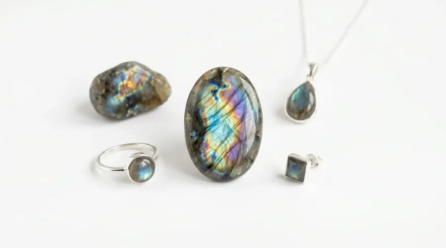 Labradorita en joyeria: la piedra de fuego arcoiris, significado y tipos