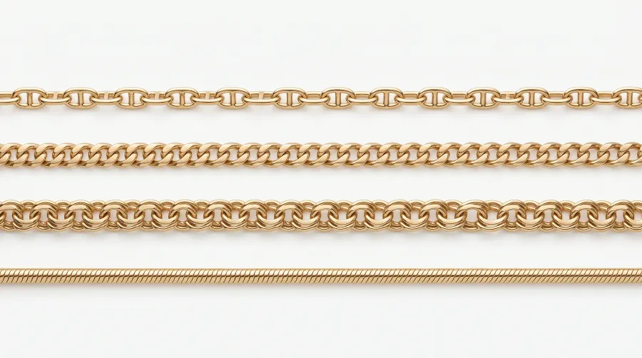 Guia de tipos de cadenas: eslabon, barbada, serpiente