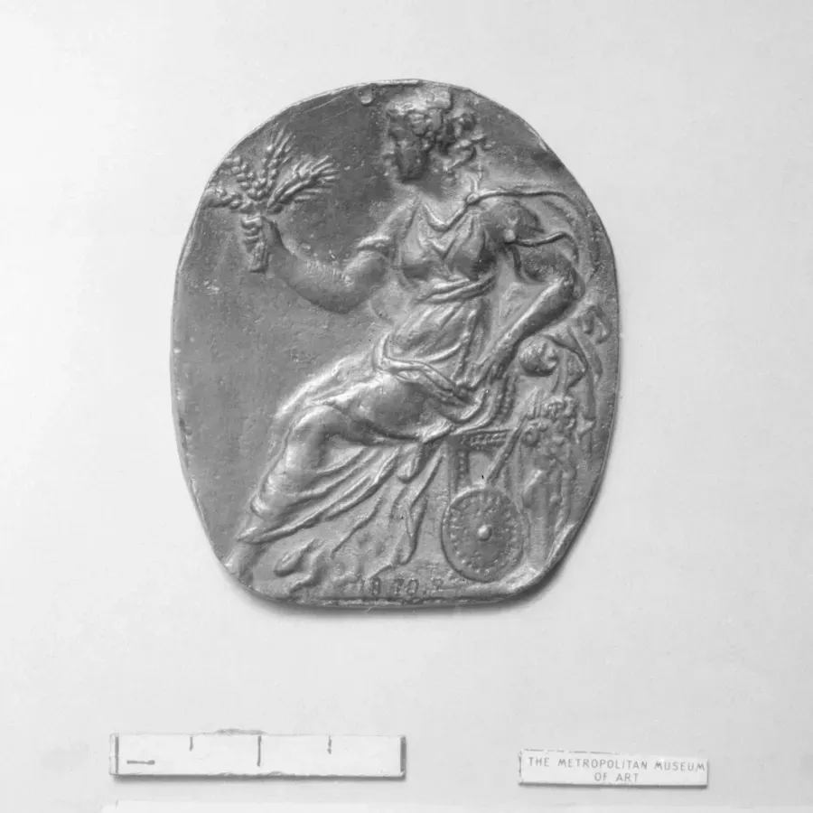 Placa de bronce de Ceres, diosa romana de la cosecha, obra italiana de finales del siglo XV a principios del XVI