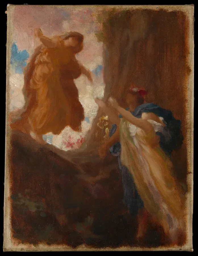 El regreso de Persefone a su madre Demeter, pintura de Frederic Leighton, hacia 1890