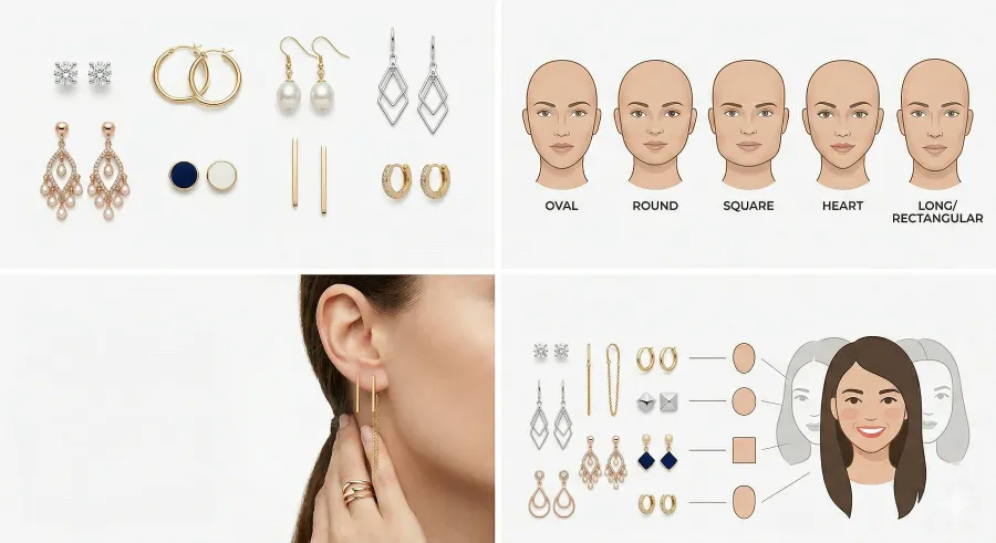 Guia de tipos de aretes: estilos, forma de cara y como elegir