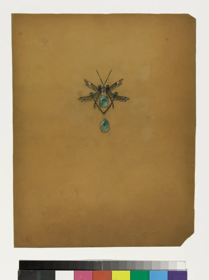Diseno de colgante con cuatro libelulas, Rene Lalique, Art Nouveau