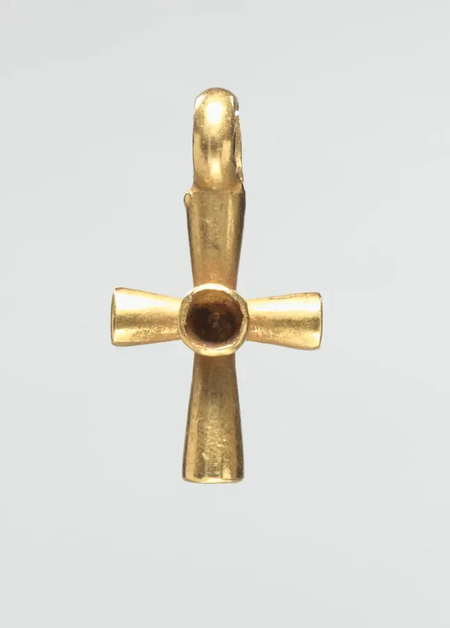 Cruz colgante bizantina de oro del siglo VI