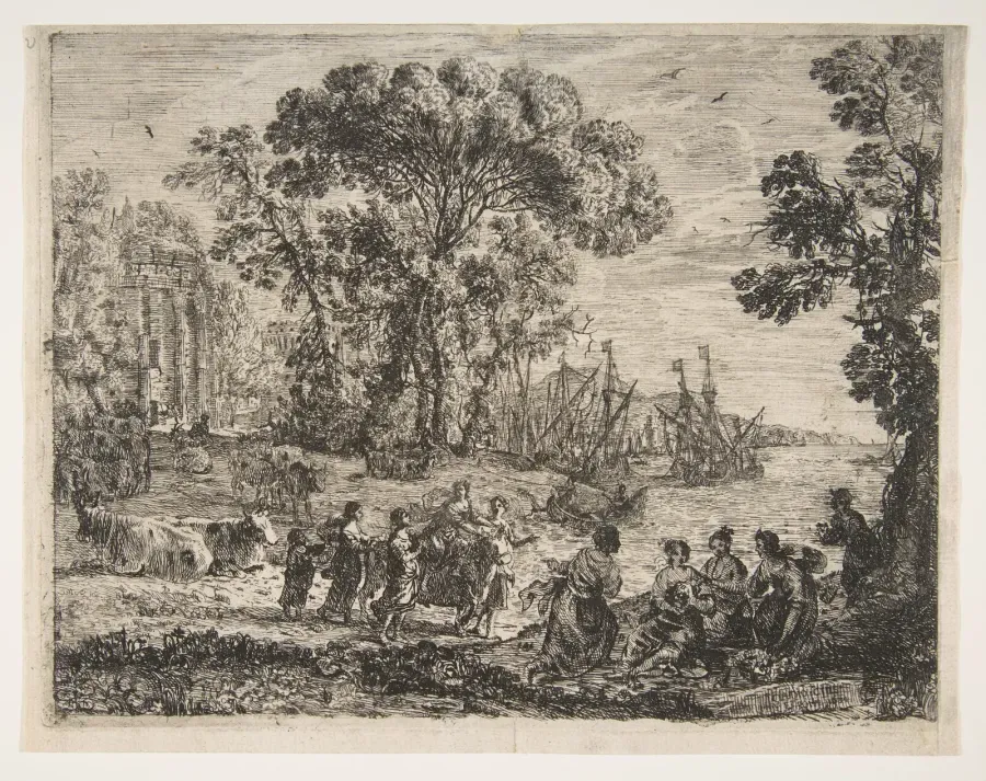 El rapto de Europa, grabado de Claude Lorrain, 1634, Metropolitan Museum
