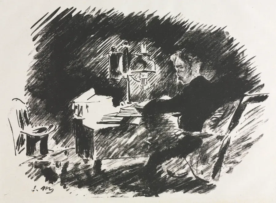 Edouard Manet, litografia con un cuervo para la edicion francesa del poema El cuervo de Edgar Allan Poe, 1875