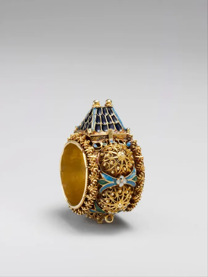 Anillo de compromiso judio, siglos XVII-XIX, oro con esmalte