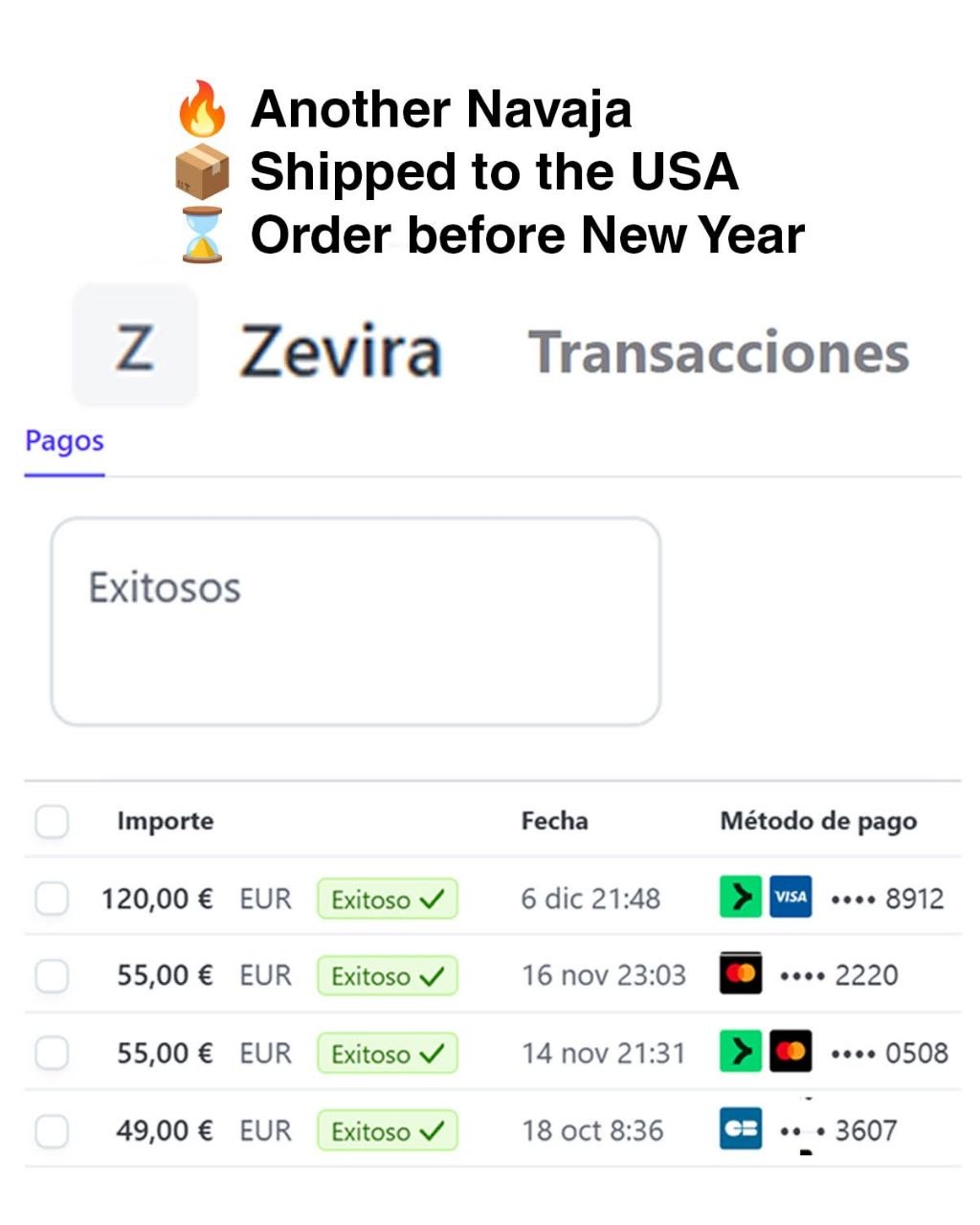 Pagos reales de los últimos días
