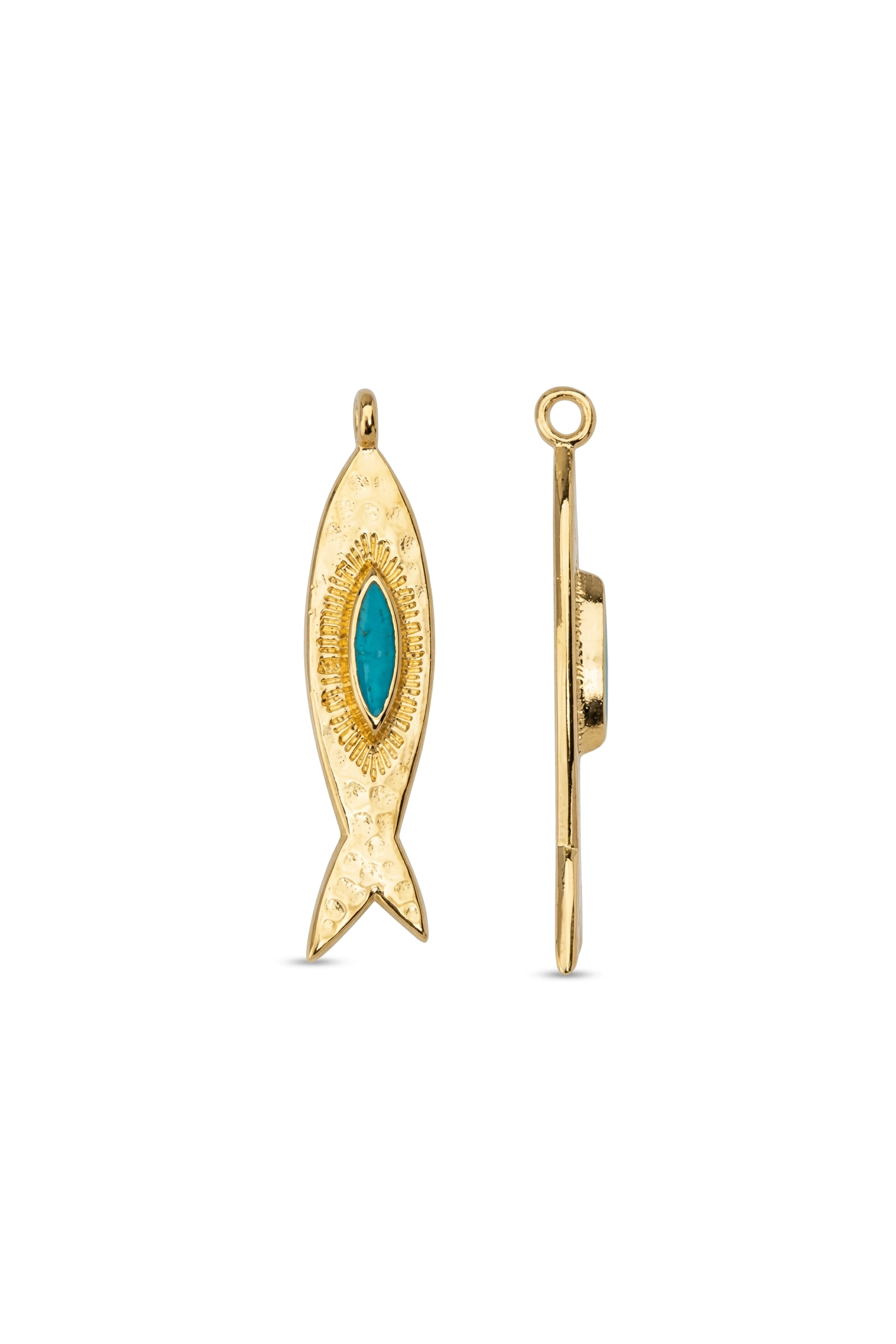 GOLD FISH PENDANT GREEN EYE