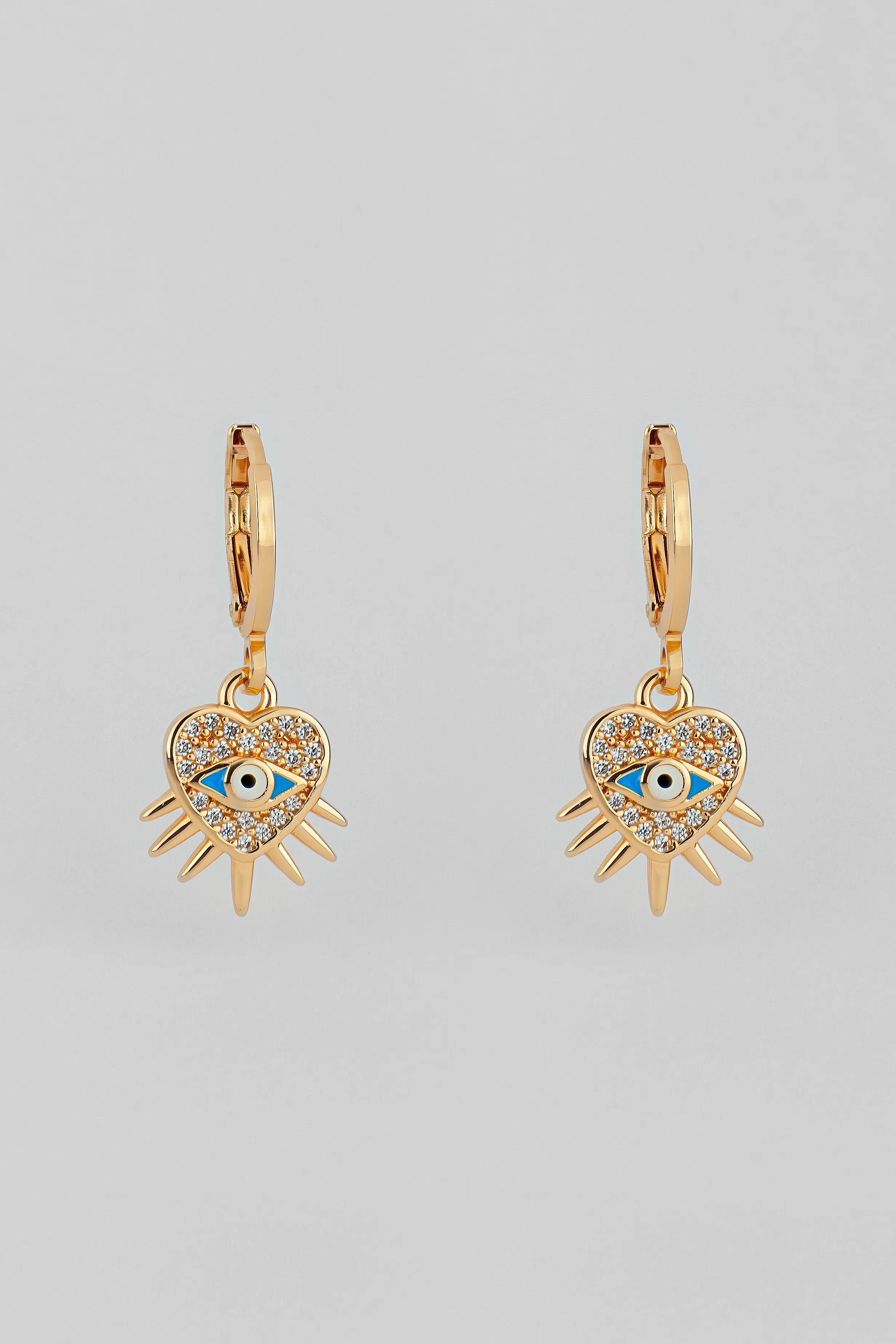 HEART EVIL EYE EARRINGS