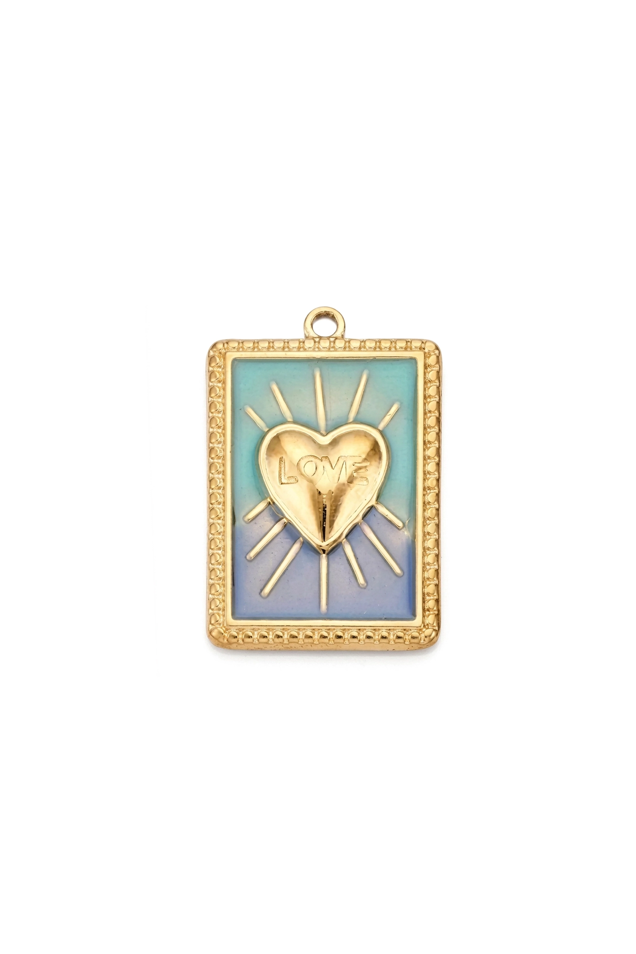 RECTANGULAR LOVE PENDANT GREEN PEARL