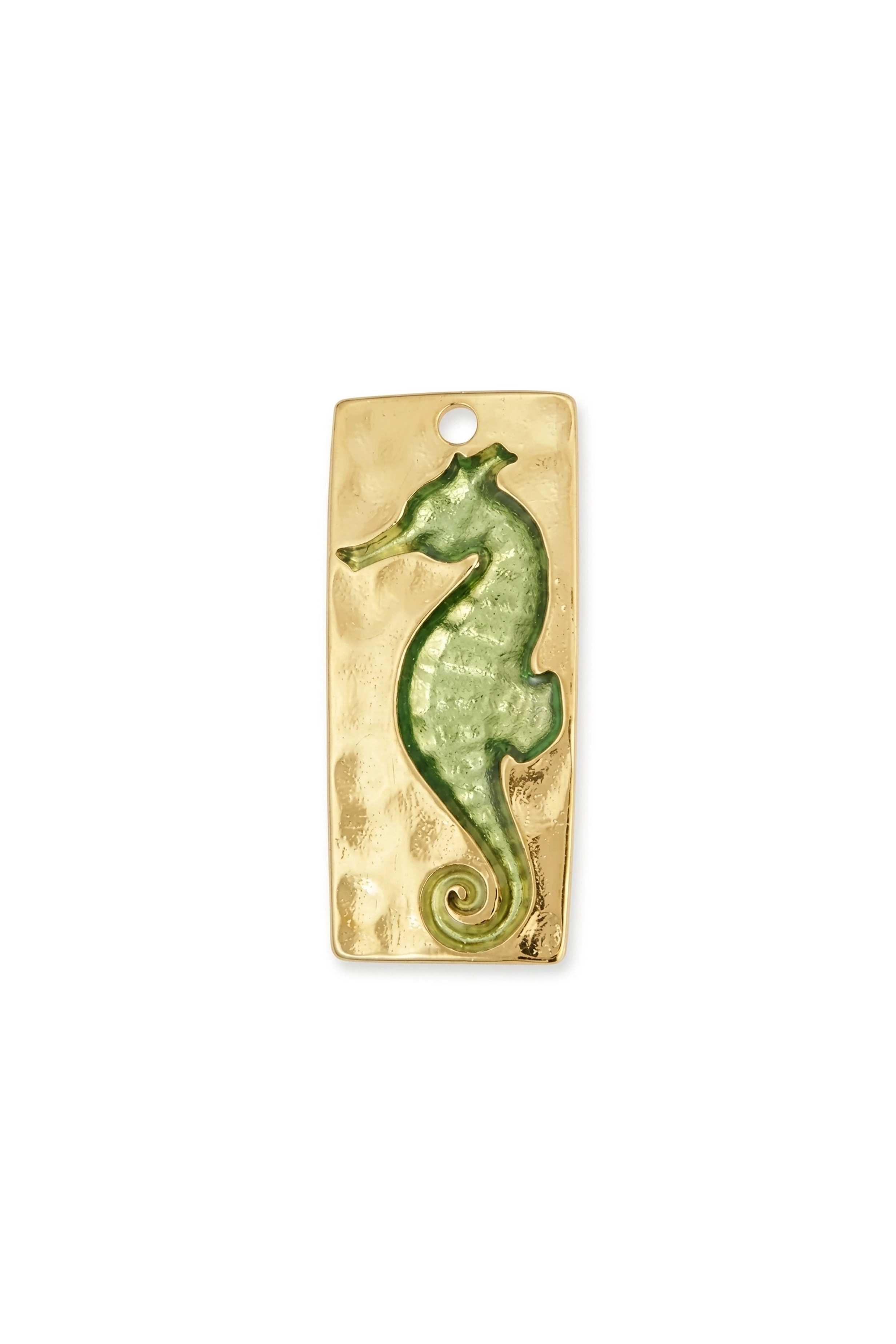 RECTANGULAR SEAHORSE PENDANT GREEN