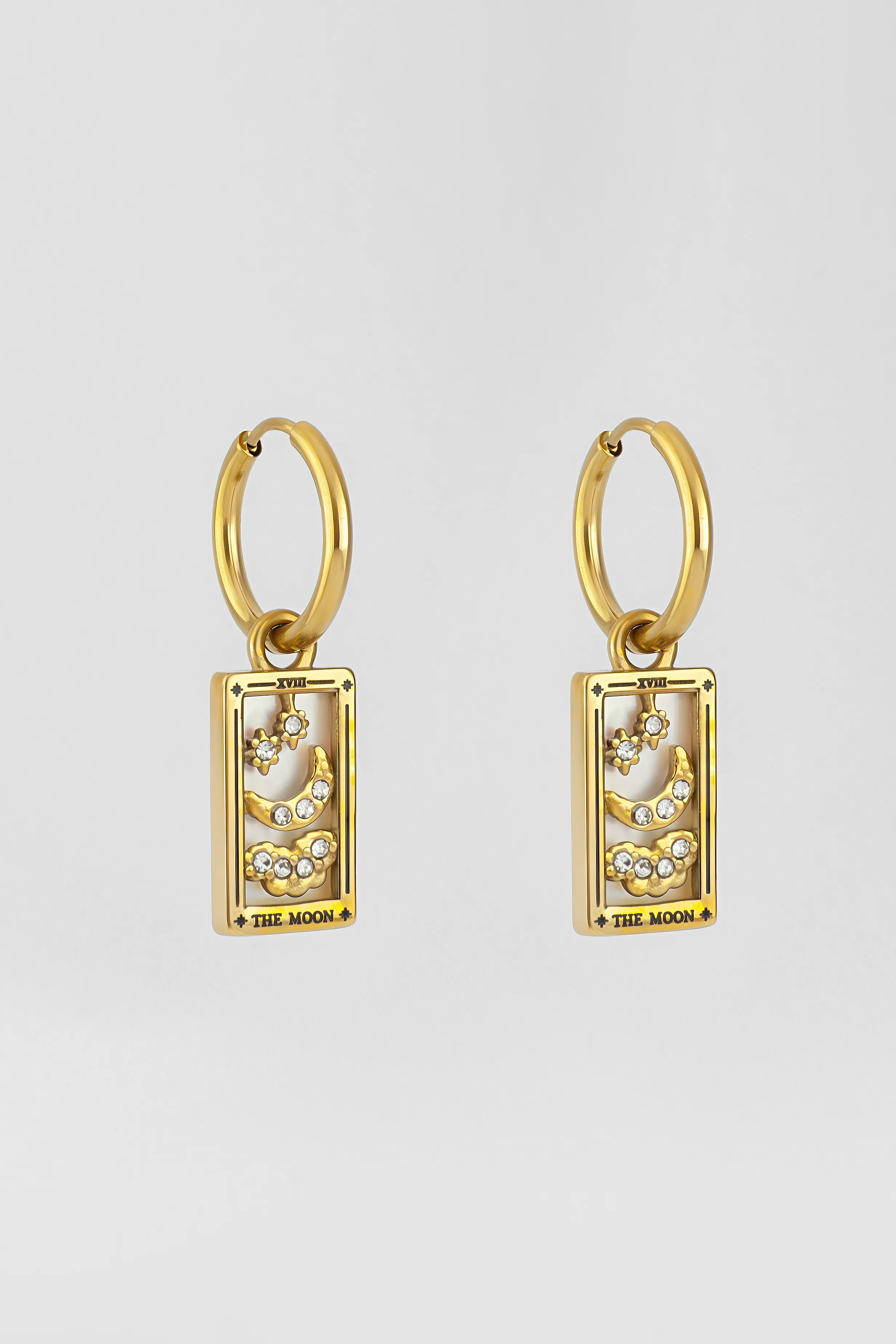 THE MOON TAROT CARD HOOP EARRINGS